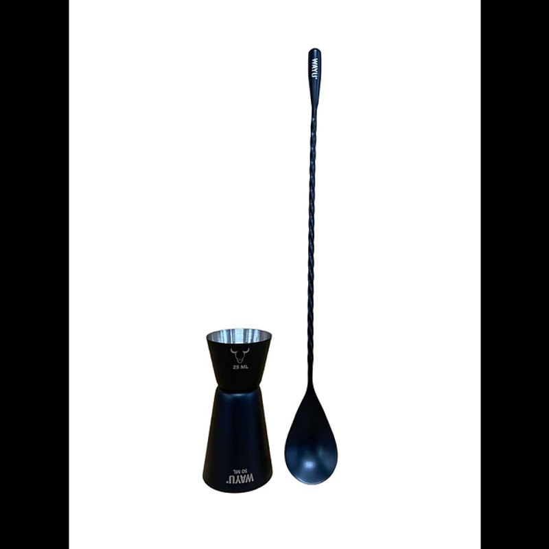 WAYU - Set 2 Piezas Jigger Medidor Con Cuchara Wayu Barra Coctail Tragos