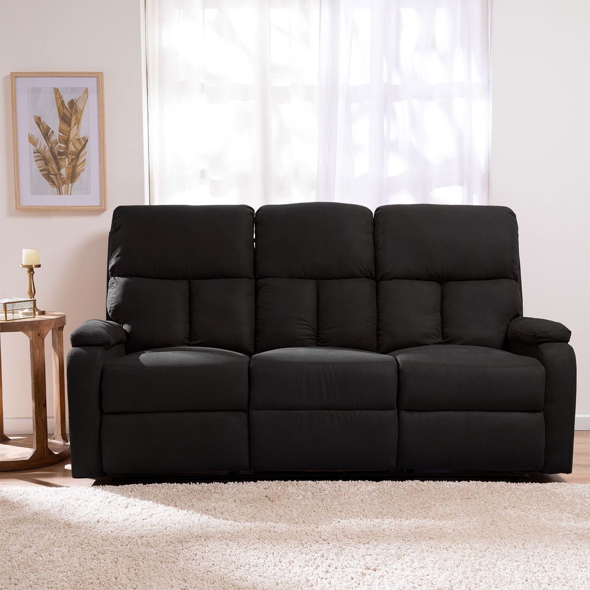 DANIELS - Sofá 3 Cuerpos Reclinable Negro Moderno Matheus VS8070SBL