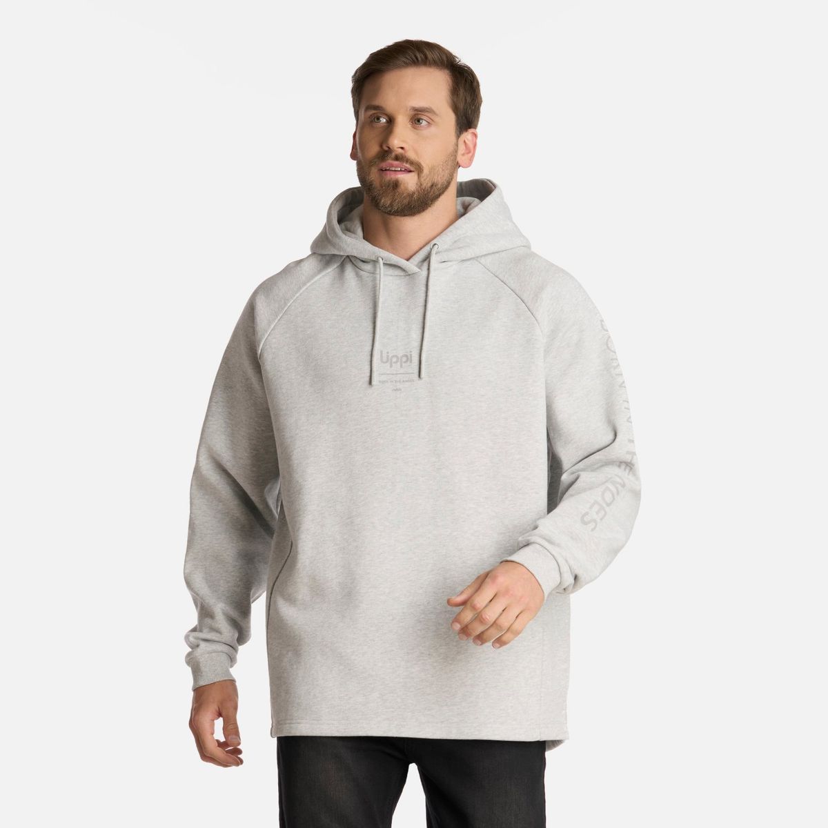 LIPPI - Polerón Hombre Heavy Duty Hoody Sweatshirt Melange Gris Claro Lippi