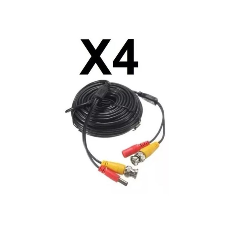 ESHOPANGIE - X4 Cable Camaras Seguridad Cctv Video Y Poder Bnc 15 Mts