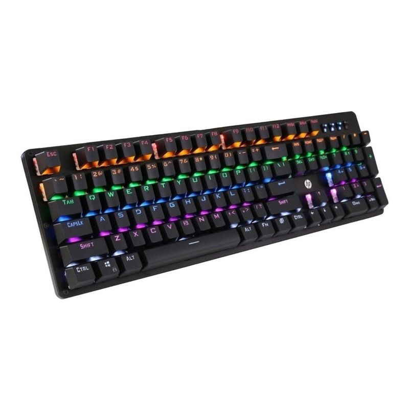 HP - Teclado Gamer HP Qwerty Español Negro con Luz RGB