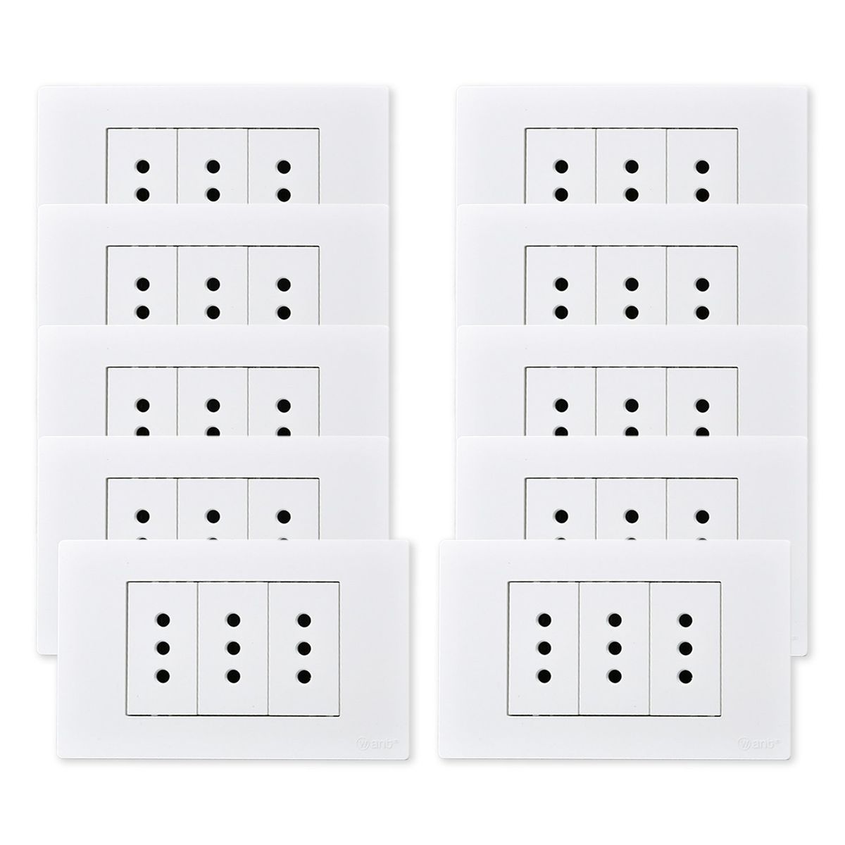 WANT - Pack 10 Tomacorriente Triple Metálico 10A - Blanco