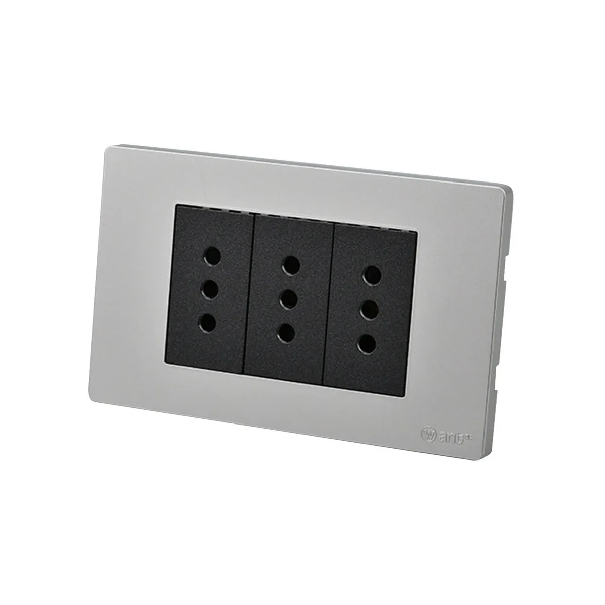 WANT - Pack 10 Tomacorriente Triple Metálico 10A - Gris Negro