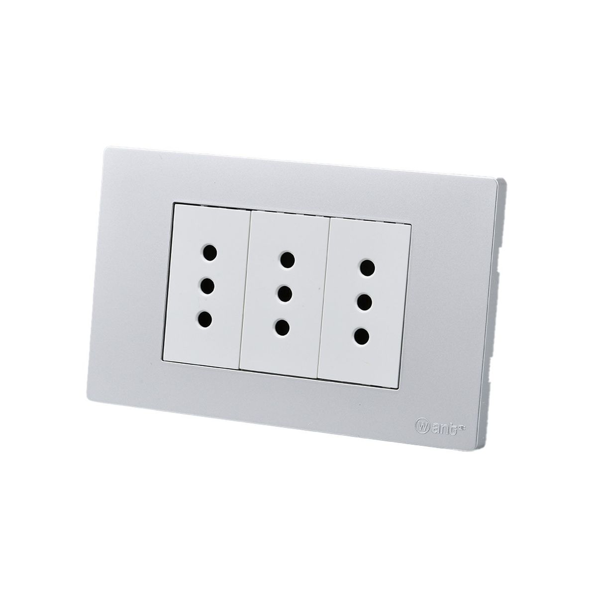WANT - Pack 10 Tomacorriente Triple Metálico 10A - Gris Blanco