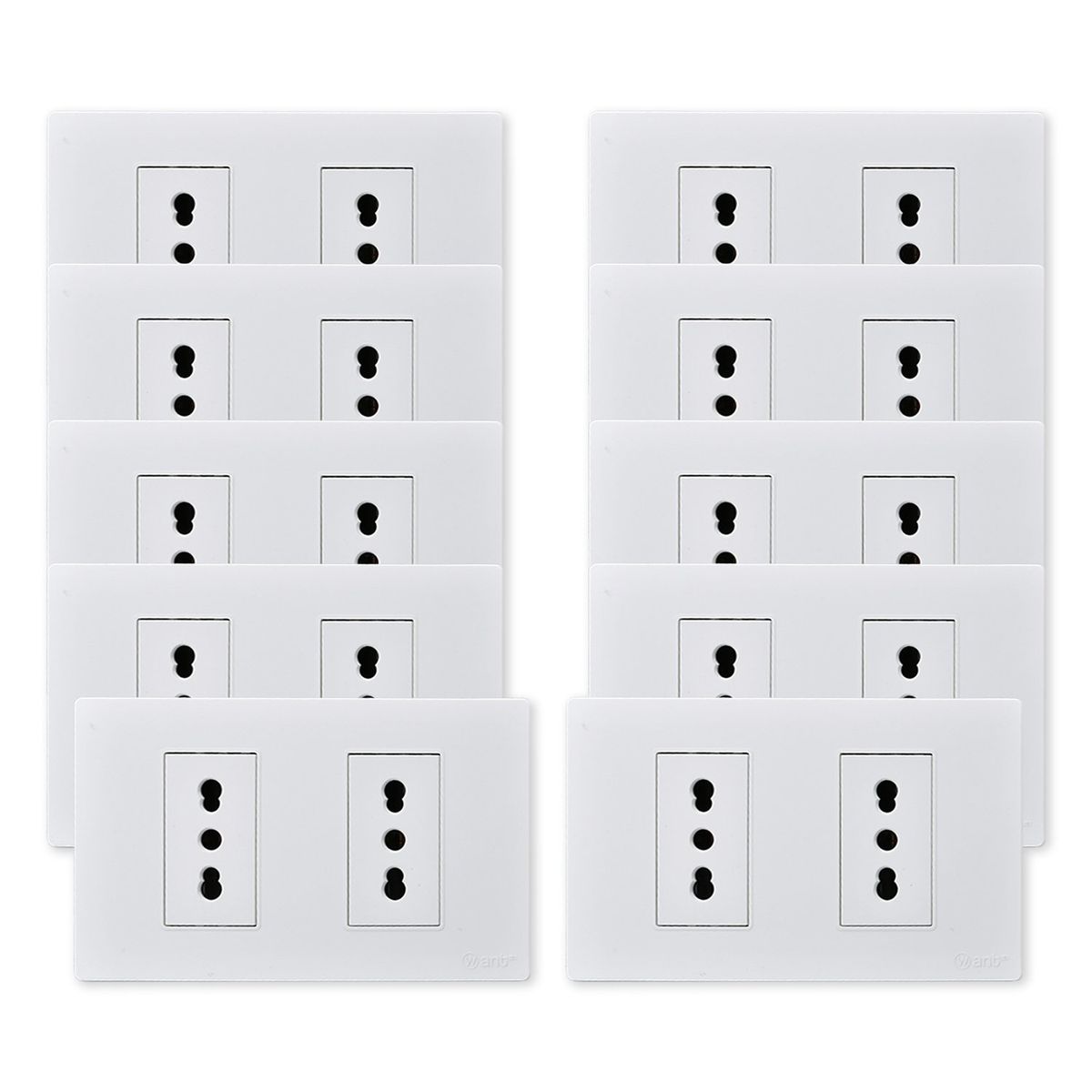 WANT - Pack 10 Tomacorriente Doble Metálico 16A - Blanco
