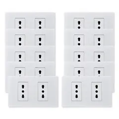 WANT - Pack 10 Tomacorriente Doble Metálico 16A - Blanco