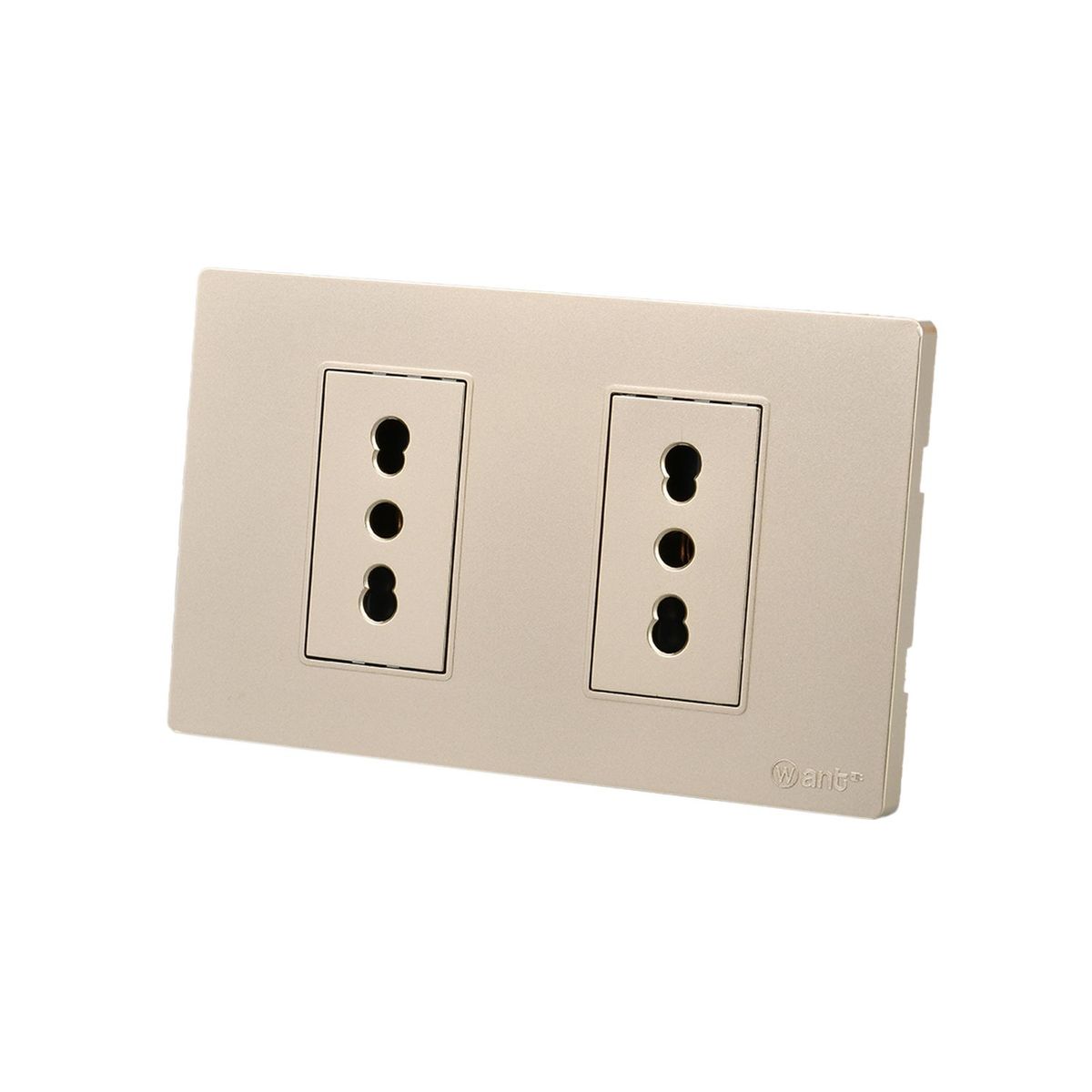 WANT - Pack 10 Tomacorriente Doble Metálico 16A - Dorado