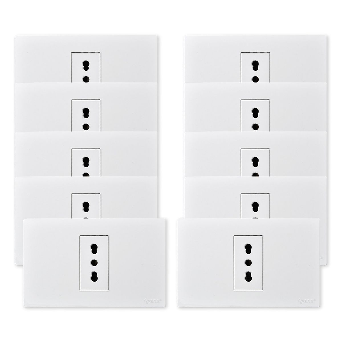 WANT - Pack 10 Tomacorriente Simple Metálico 16A - Blanco