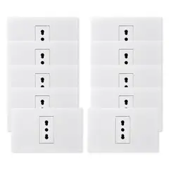 WANT - Pack 10 Tomacorriente Simple Metálico 16A - Blanco