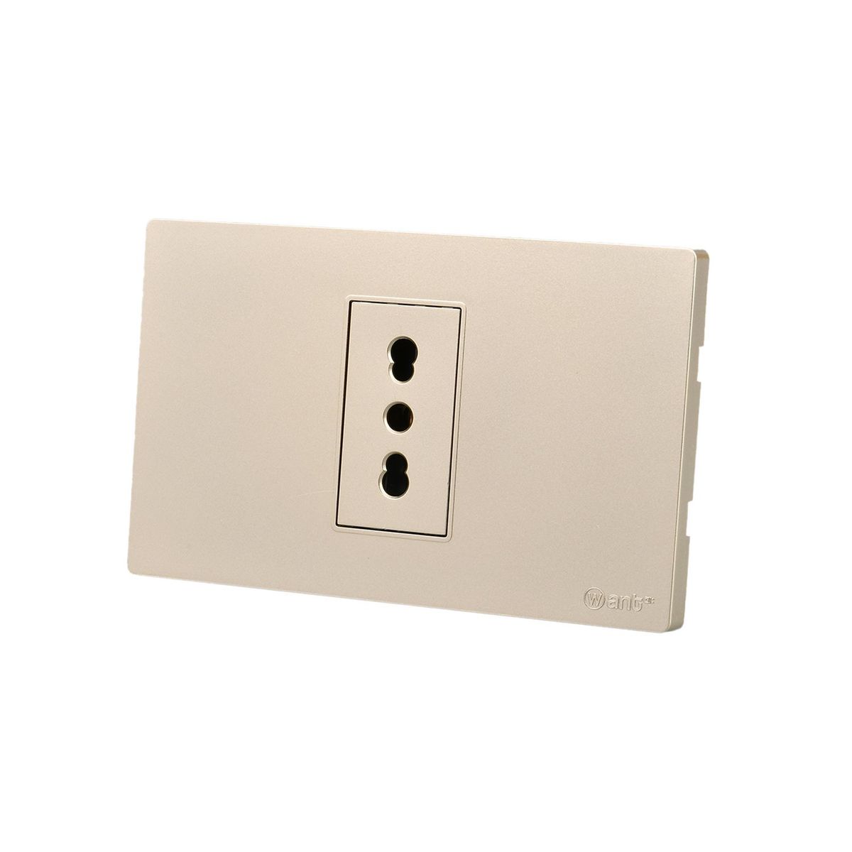 WANT - Pack 10 Tomacorriente Simple Metálico 16A - Dorado