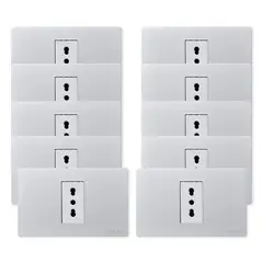 WANT - Pack 10 Tomacorriente Simple Metálico 16A - Gris Blanco