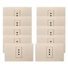 WANT - Pack 10 Tomacorriente Simple Metálico 10A - Dorado