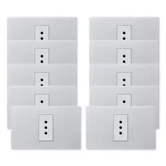 WANT - Pack 10 Tomacorriente Simple Metálico 10A - Gris Blanco