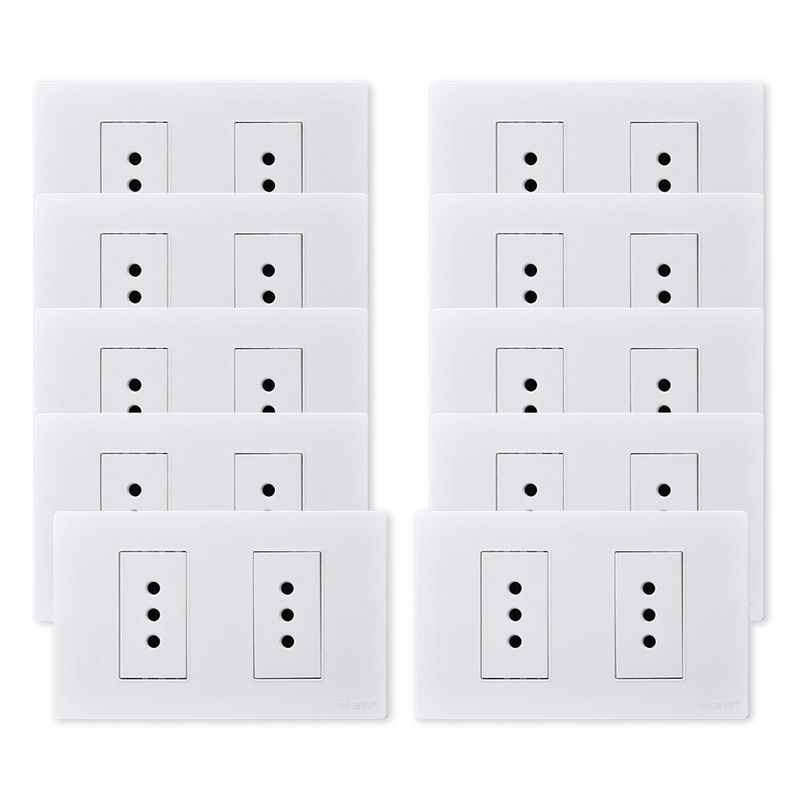 WANT - Pack 10 Tomacorriente Doble Metálico 10A - Blanco