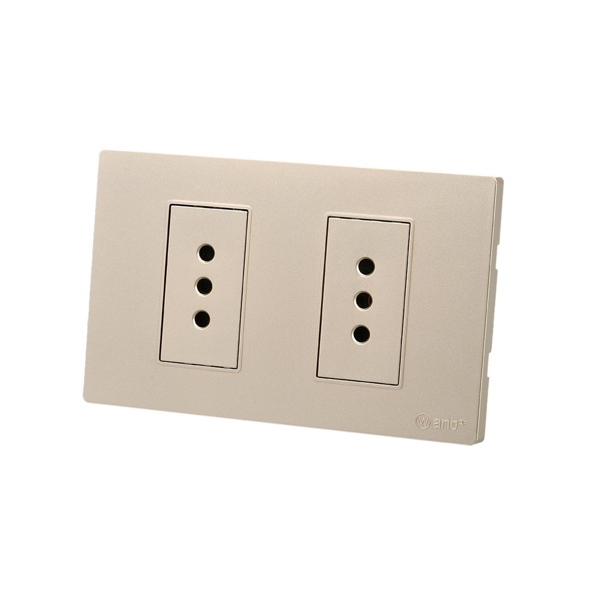 WANT - Pack 10 Tomacorriente Doble Metálico 10A - Dorado