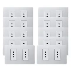 WANT - Pack 10 Tomacorriente Doble Metálico 10A - Gris Blanco