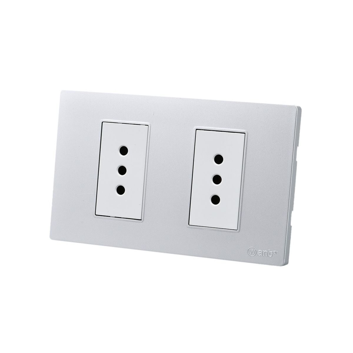 WANT - Pack 10 Tomacorriente Doble Metálico 10A - Gris Blanco