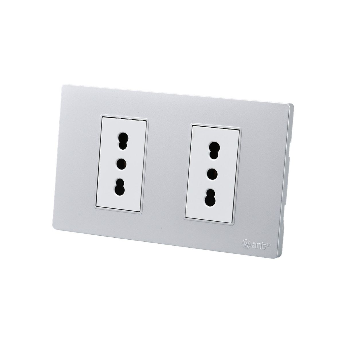 WANT - Pack 10 Tomacorriente Doble Metálico 16A - Gris Blanco