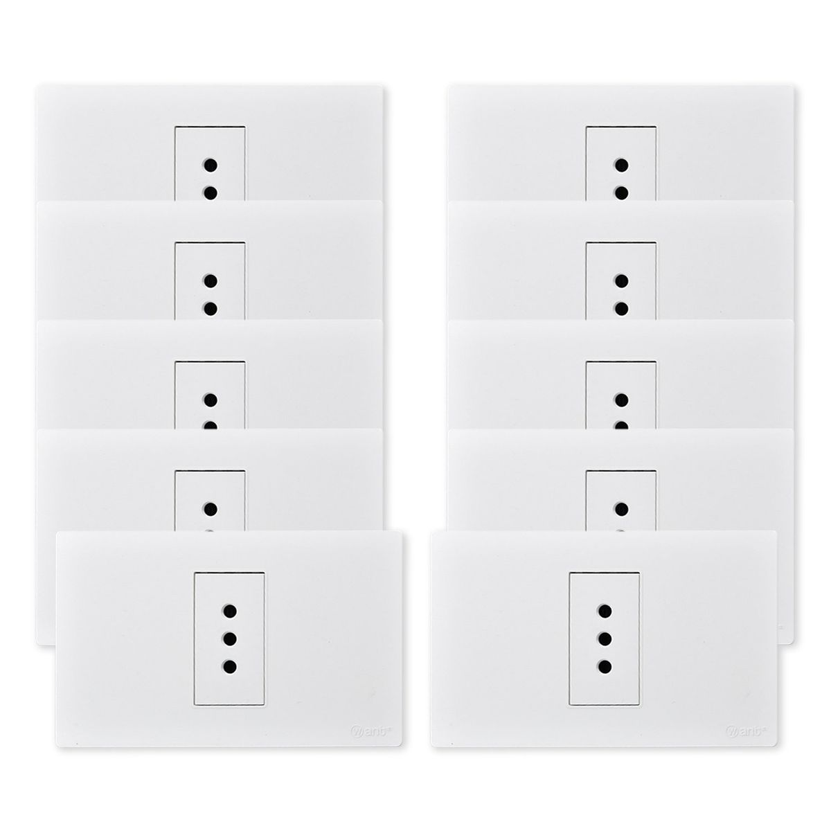 WANT - Pack 10 Tomacorriente Simple Metálico 10A - Blanco