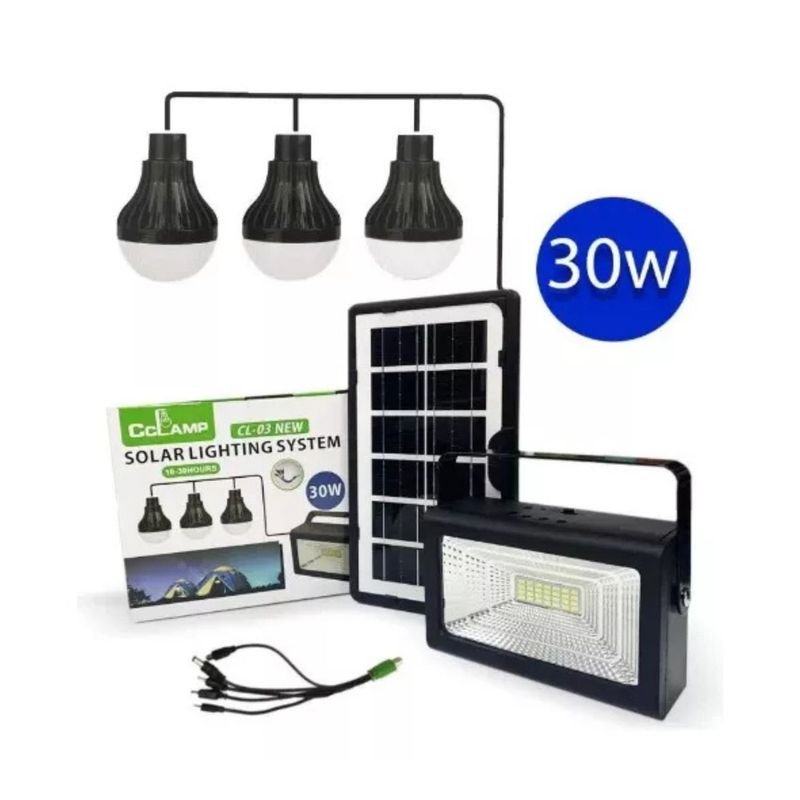 GENERICO - Kit Camping Solar 30w USB Con 3 Ampolletas