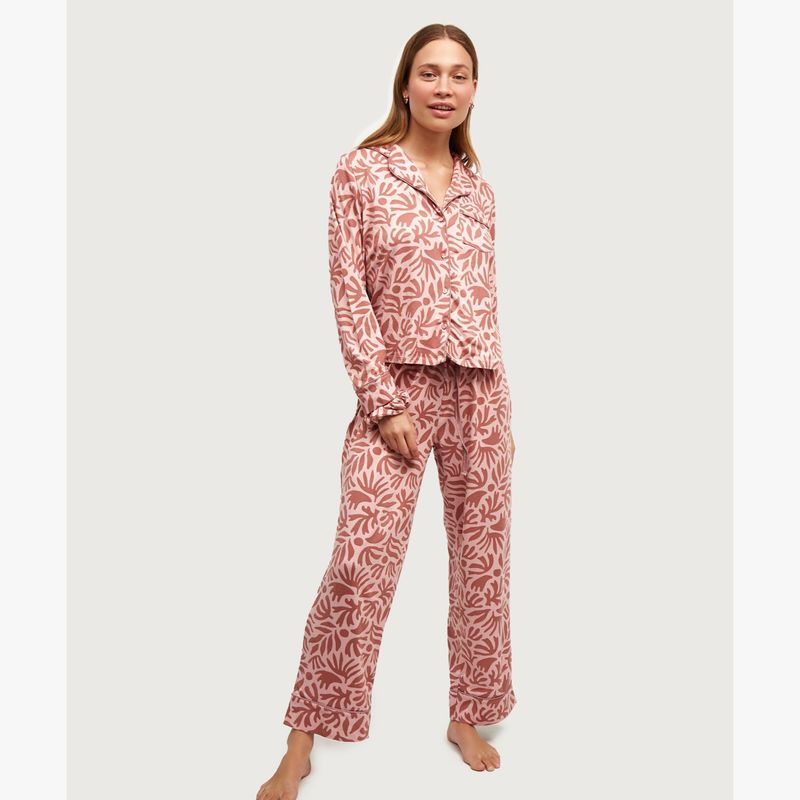 LOUNGE - Set Pijama Dreamy Hojas Rosado LOUNGE