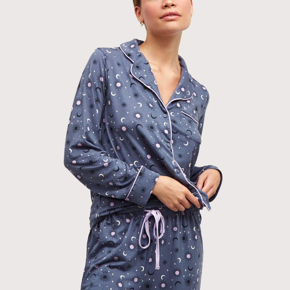 LOUNGE - Set Pijama Dreamy Lunas Azul LOUNGE