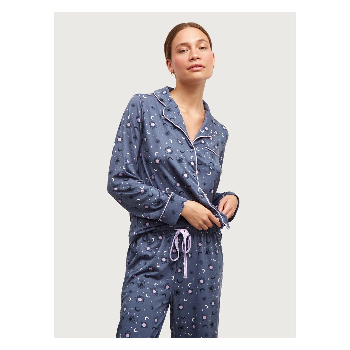 LOUNGE - Set Pijama Dreamy Lunas Azul LOUNGE