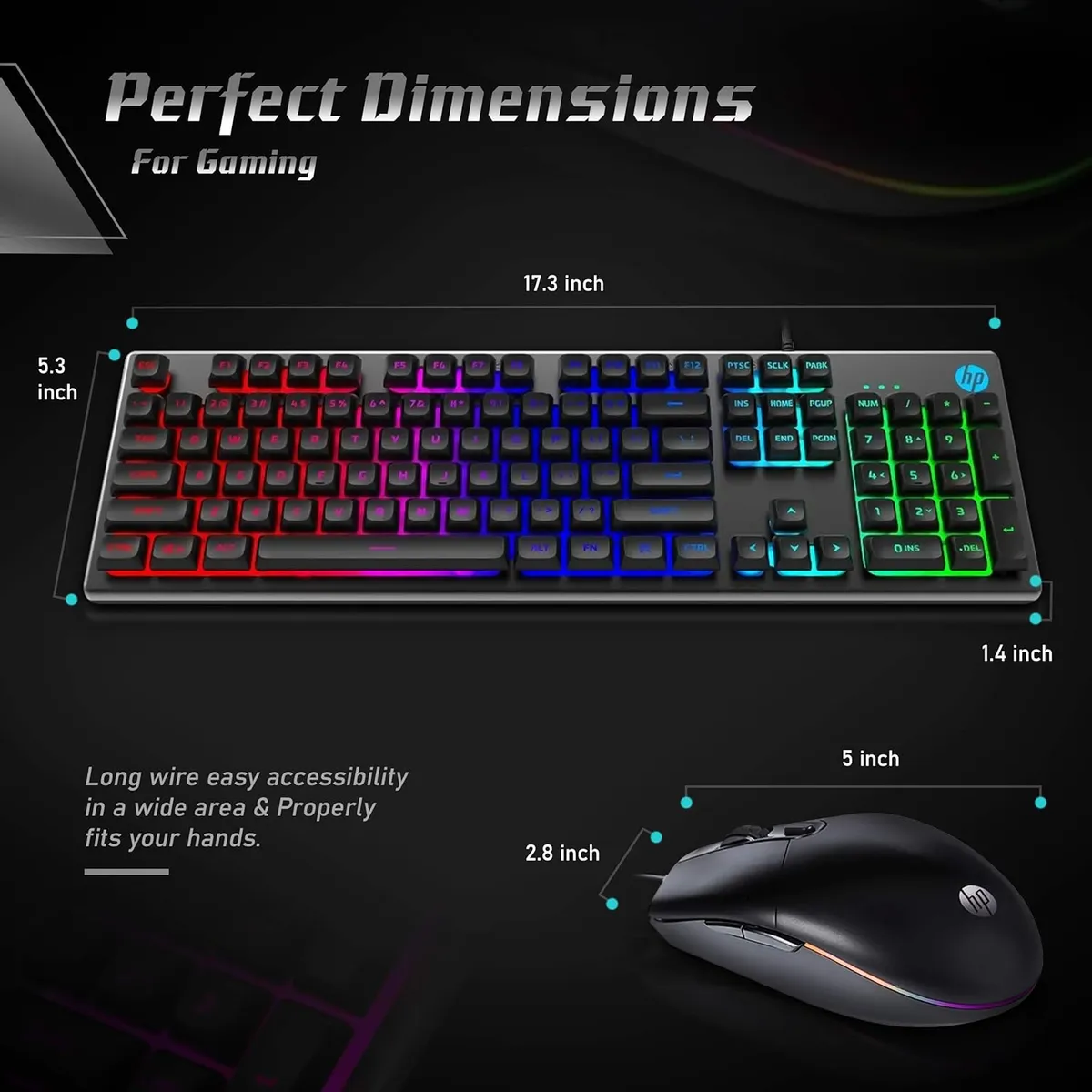 HP - Combo Teclado y Mouse Gamer HP KM300F Retroiluminado