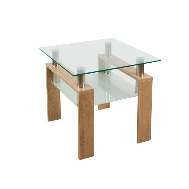 KLIK - Mesa lateral moderna madera y vidrio