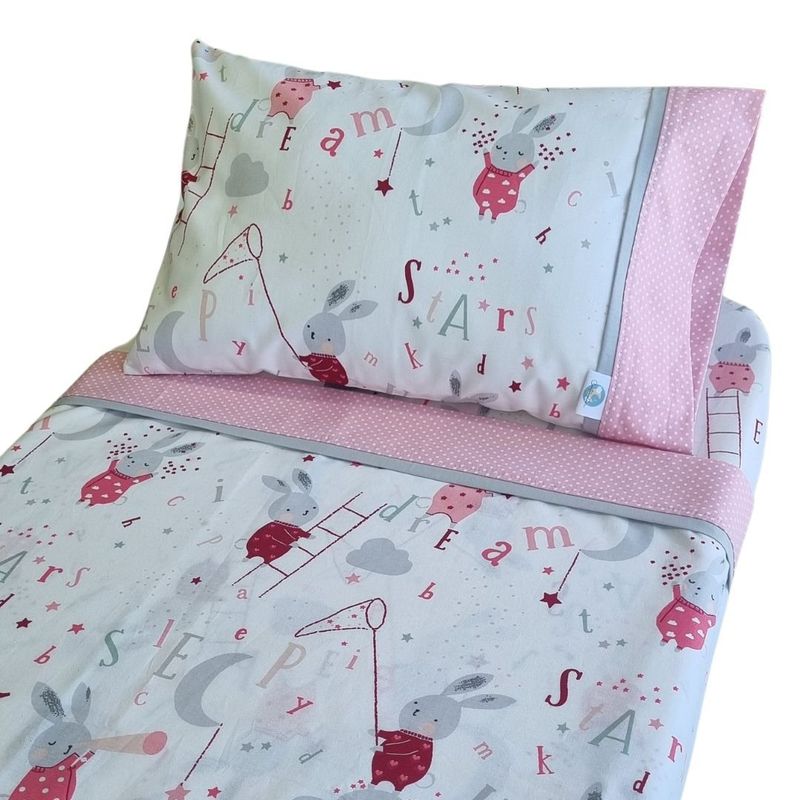 GENERICO - Set de Sábanas para Colecho 3 Piezas Diseño Conejitos Rosa