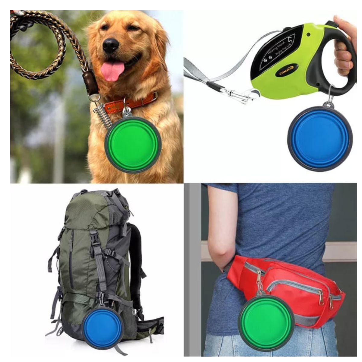 GENERICO - CUENCO PLEGABLE DE SILICONA PARA MASCOTAS 1000ML- NARANJA