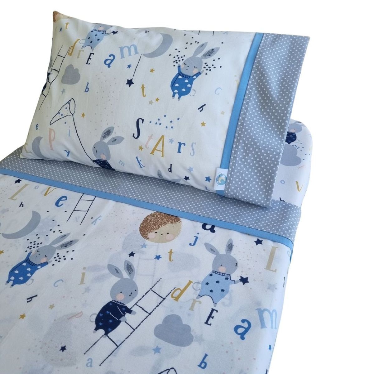 GENERICO - Set de Sábanas para Colecho 3 Piezas Diseño Conejitos Azul