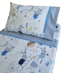 GENERICO - Set de Sábanas para Colecho 3 Piezas Diseño Conejitos Azul