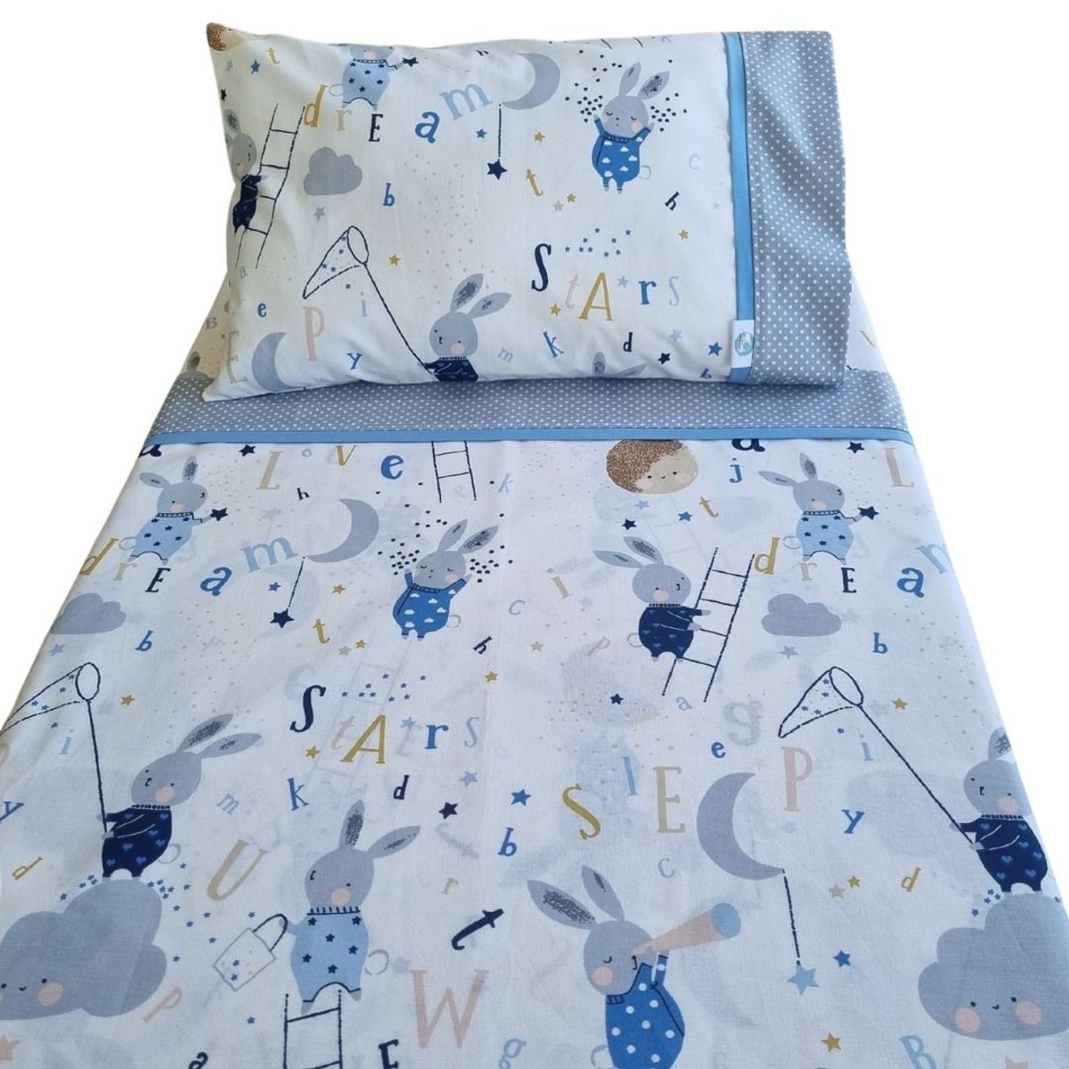 GENERICO - Set de Sábanas para Colecho 3 Piezas Diseño Conejitos Azul