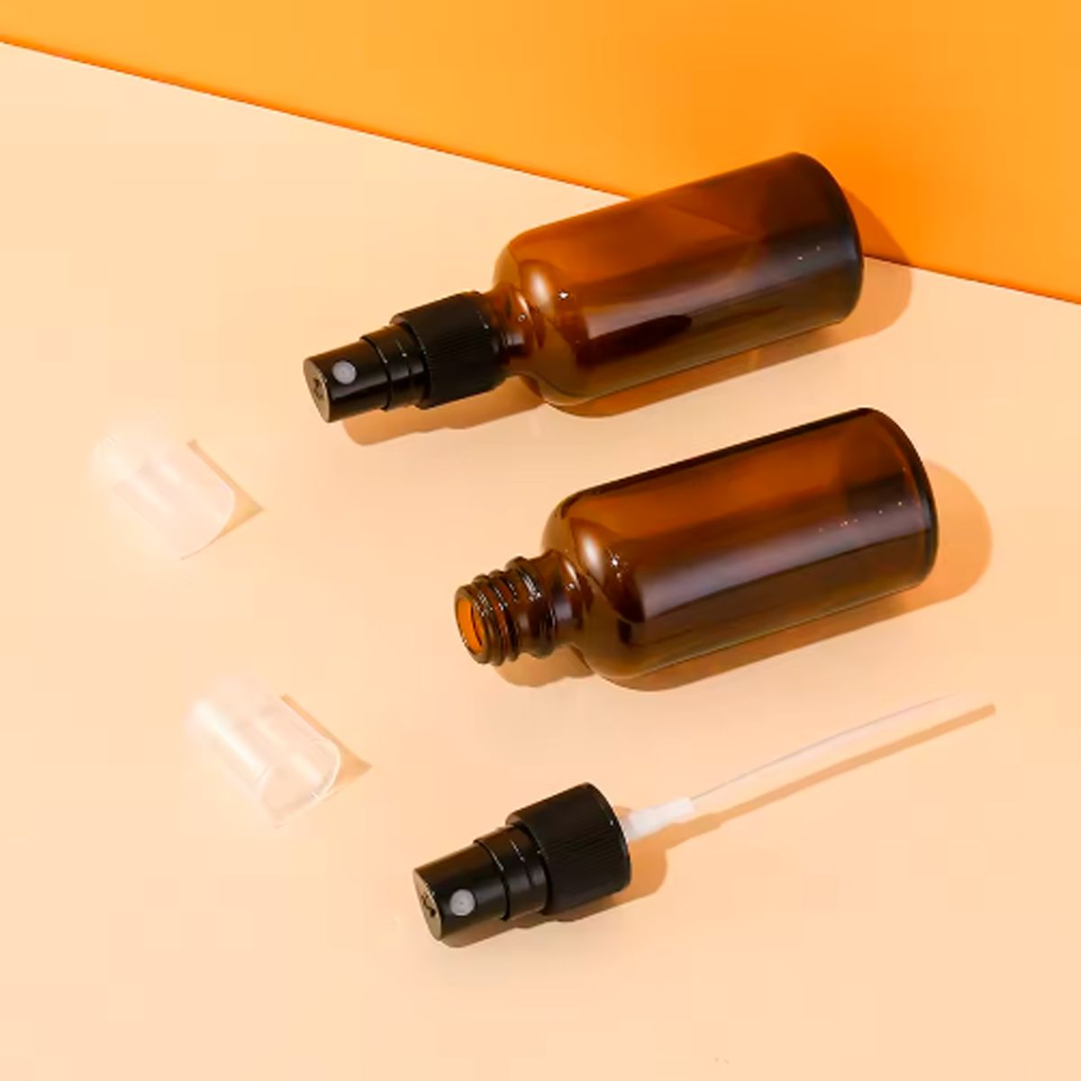 GENERICO - Set 24 Frasco Vidrio Ámbar Válvula Spray Esencia 100ml