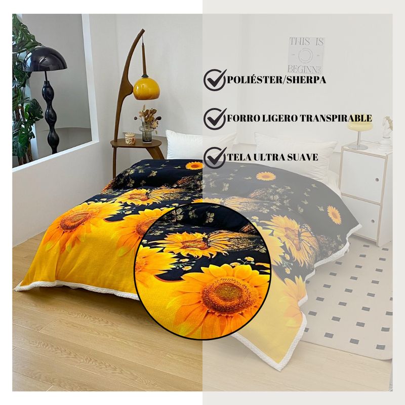 GENERICO - Frazadas Con Chiporro Polar Diseños Estampados 1.5 Plazas 230x180cm