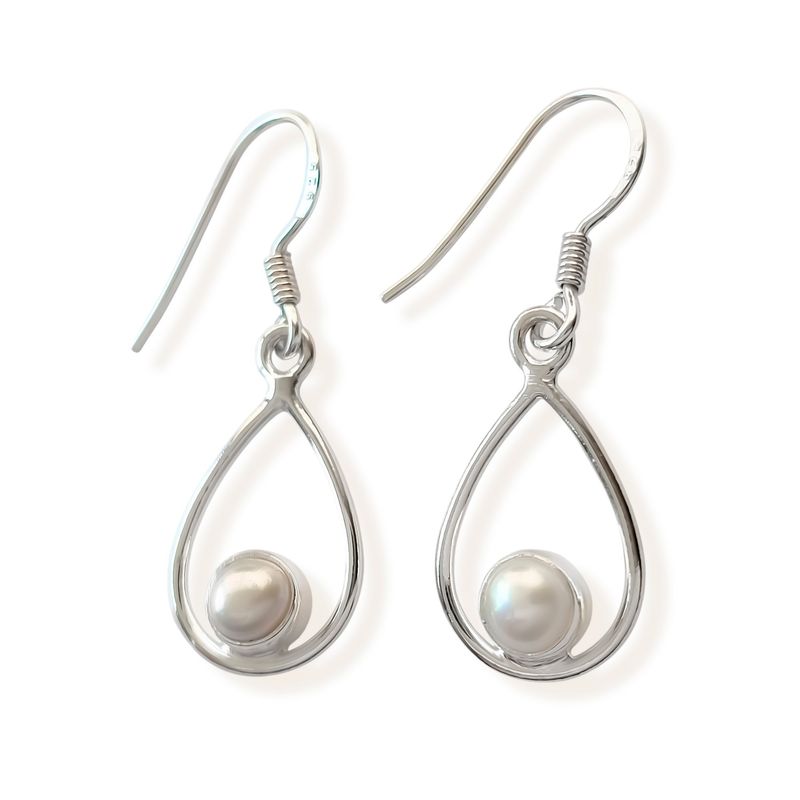 ANDREA COGGIOLA JOYAS - Aros Gota Calada Perla De Río Gancho Plata Fina 925