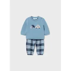 MAYORAL - Conjunto pantalón cuadros y sudadera recién nacido