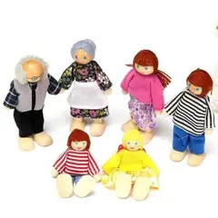 GENERICO - Juguete Set Mini Familia 6 Piezas Madera Pedagogia Activa