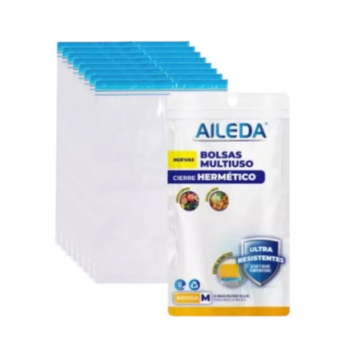 AILEDA - 15 Bolsas Con Cierre Hermético Para Alimentos 27x31cms