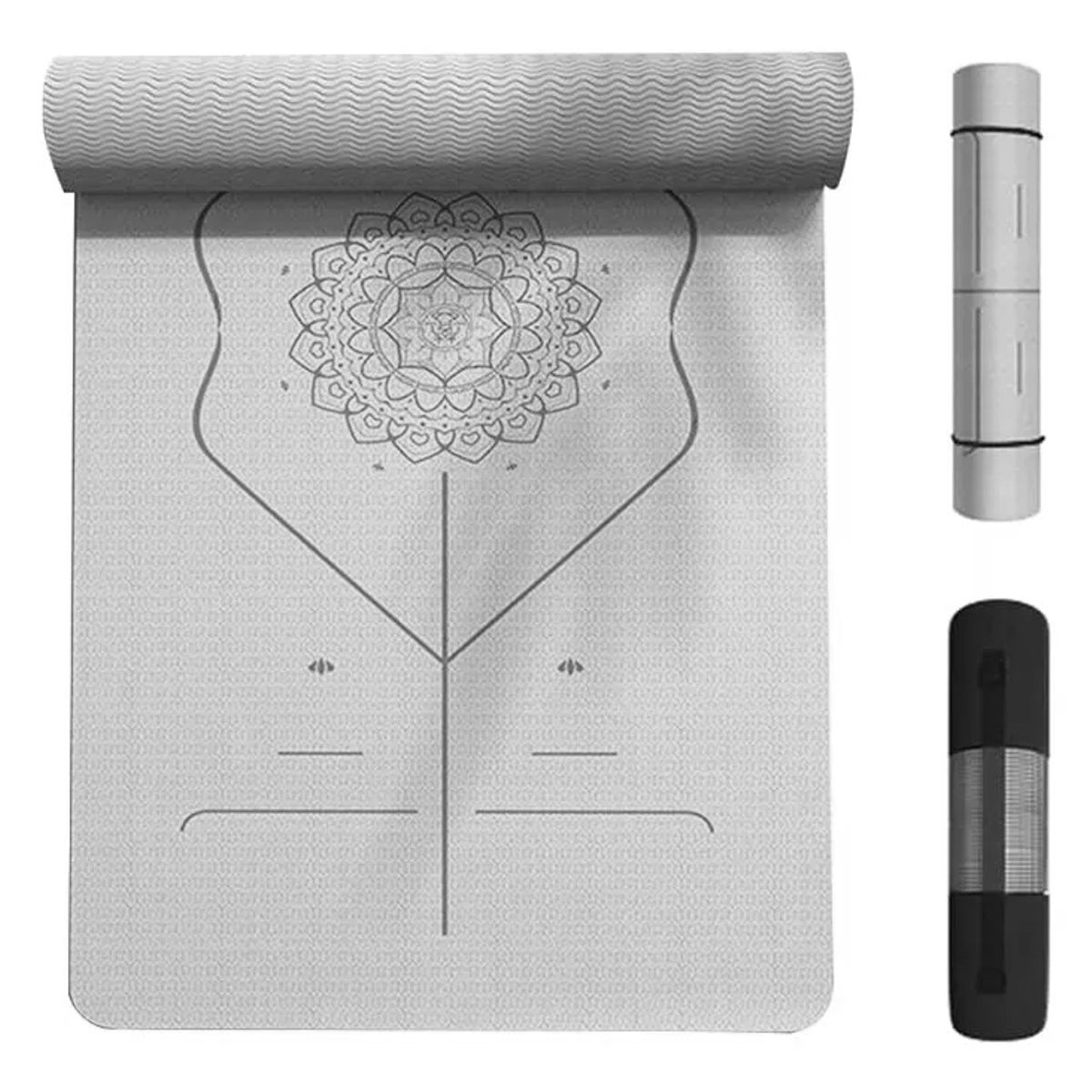 GENERICO - Mat de Yoga Design Con Marcas De Alineación de 8mm más bolso-Gris