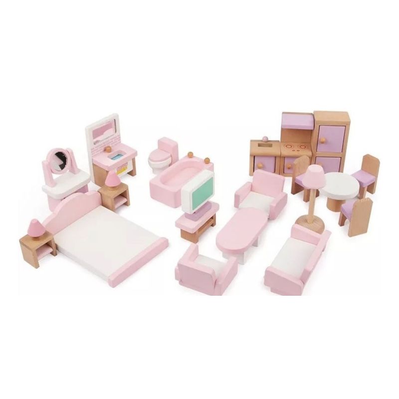 GENERICO - Set De Muebles De Madera Para Casa Muñecas 22 Piezas Juego