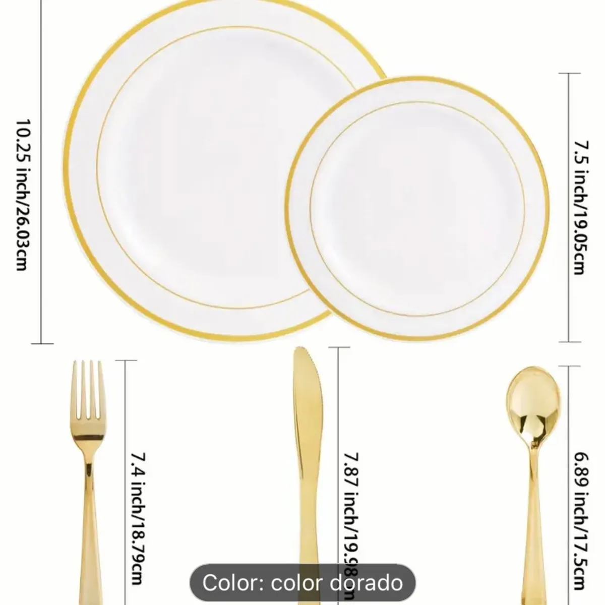 GENERICO - Platos Desechables Elegantes Fiesta 10 Personas 50 Pcs