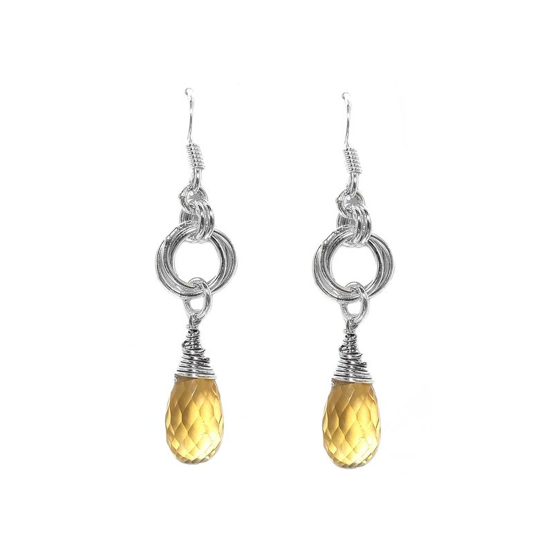 ANDREA COGGIOLA JOYAS - Aros Topacio Amarillo Piedra Natural Gota Plata Fina 925