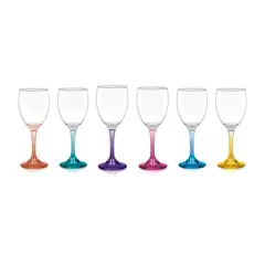 CRISTAR - Display 6 Copas Vino Versalles Pie Color 300cc Multicolor