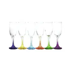 CRISTAR - Display 6 Copas Champagne 176cc Flute Versalles Pie Color