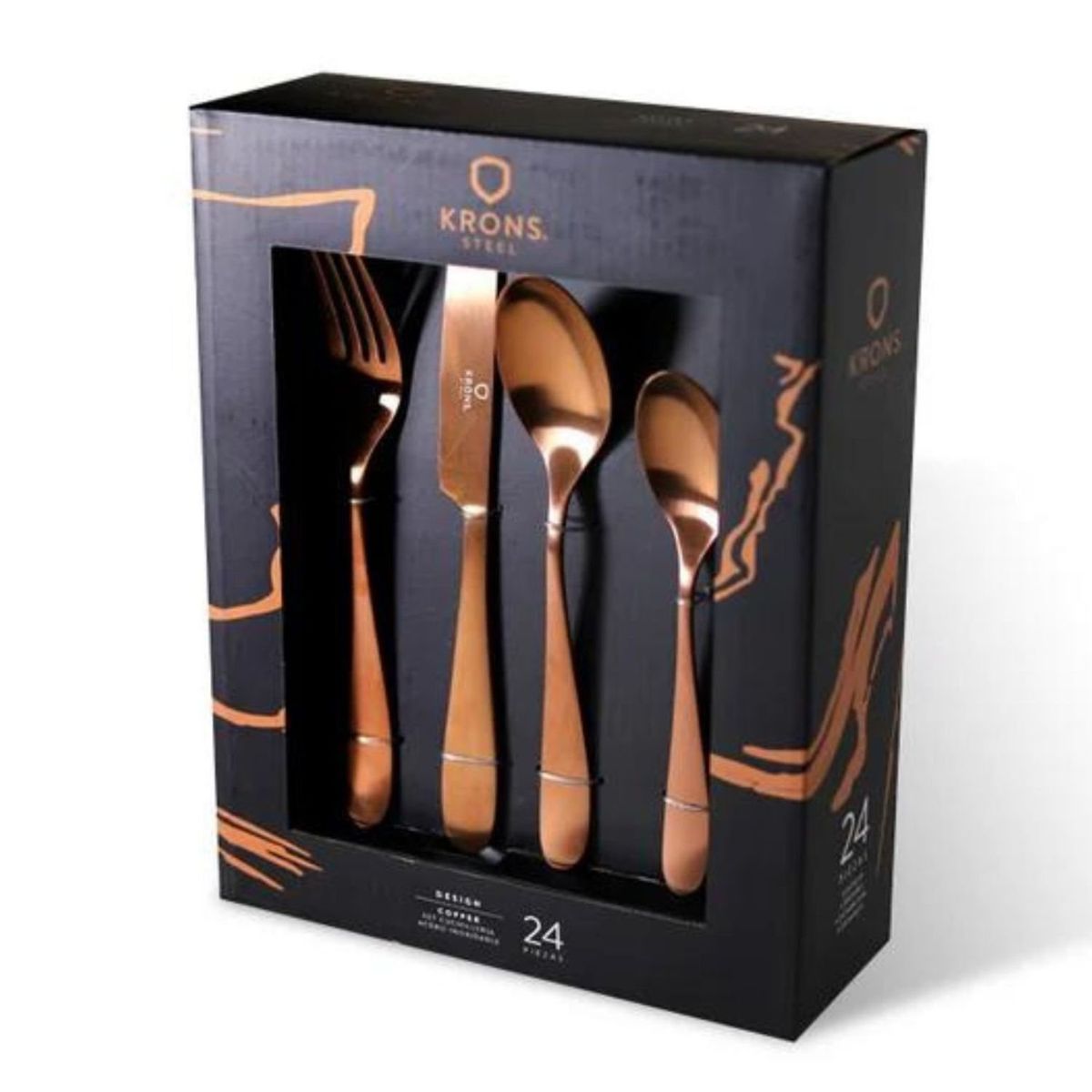 KRONS - Set Cubiertos 24 Pzs Copper Krons Acero Inoxidable Menaje