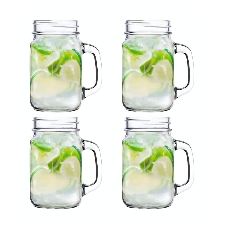 GLASSO - Set 4 Vasos Mojito Mason de 450ml Glasso Cocteleria Cocina