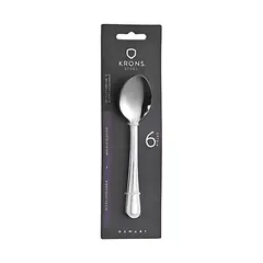 KRONS - Set 6 Cucharas para Te Perlado 13cm Acero Inoxidable