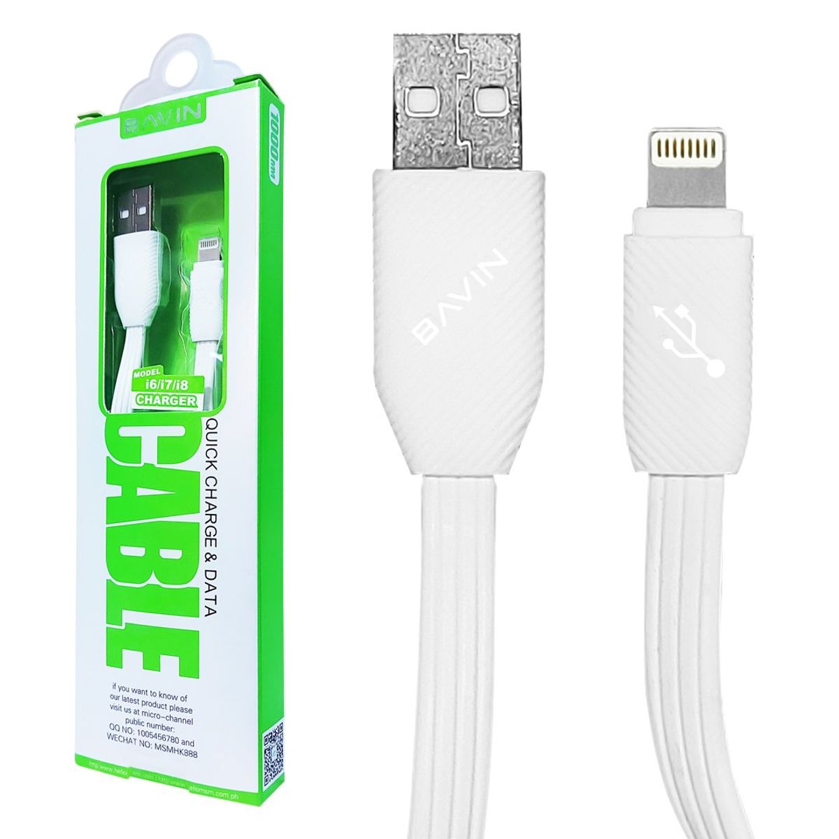 GENERICO - Cable Carga Rápida 100 Cms. de Largo USB a Lightning Bavin Mod. CB-026